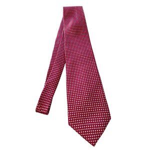 Jos A Ado Tie Handcrafted 100% Silk Red Silver Square Professional Career Office